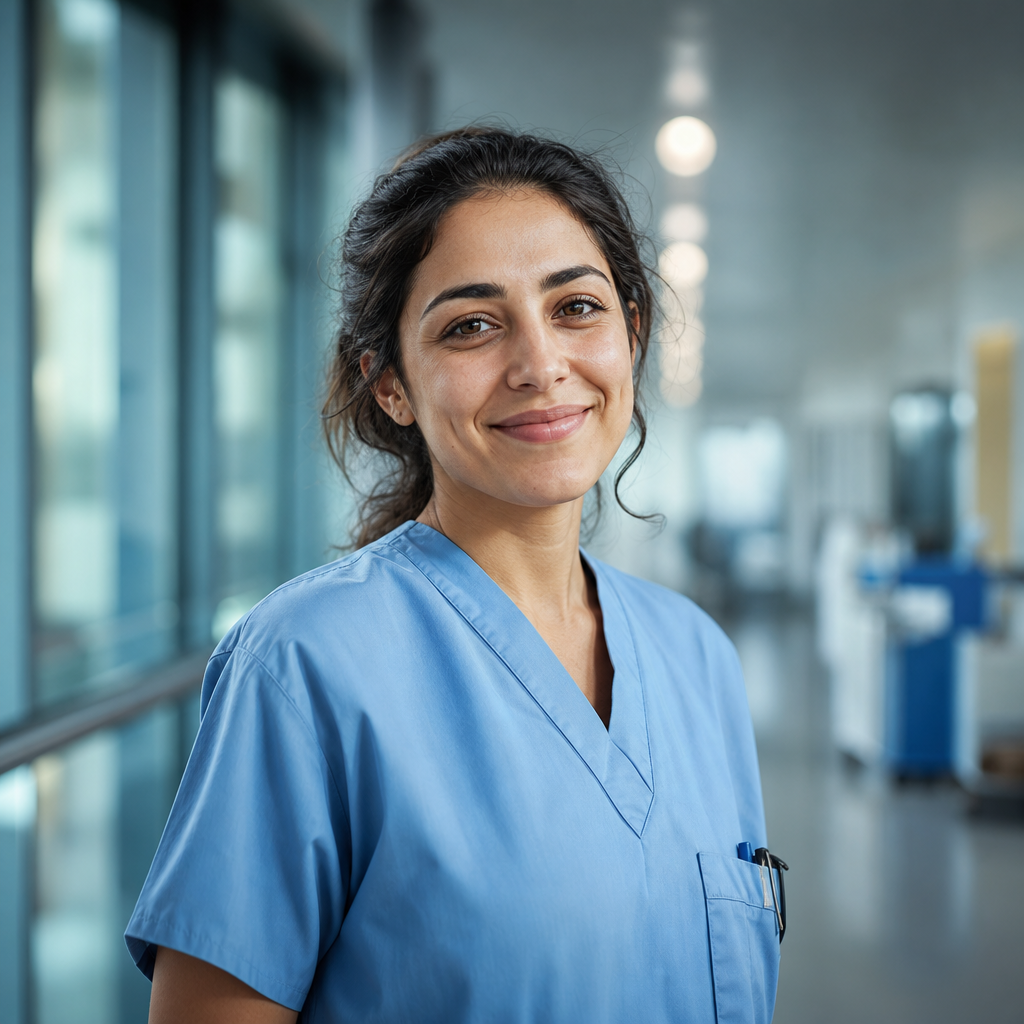 A hospital nurse in a modern hospital